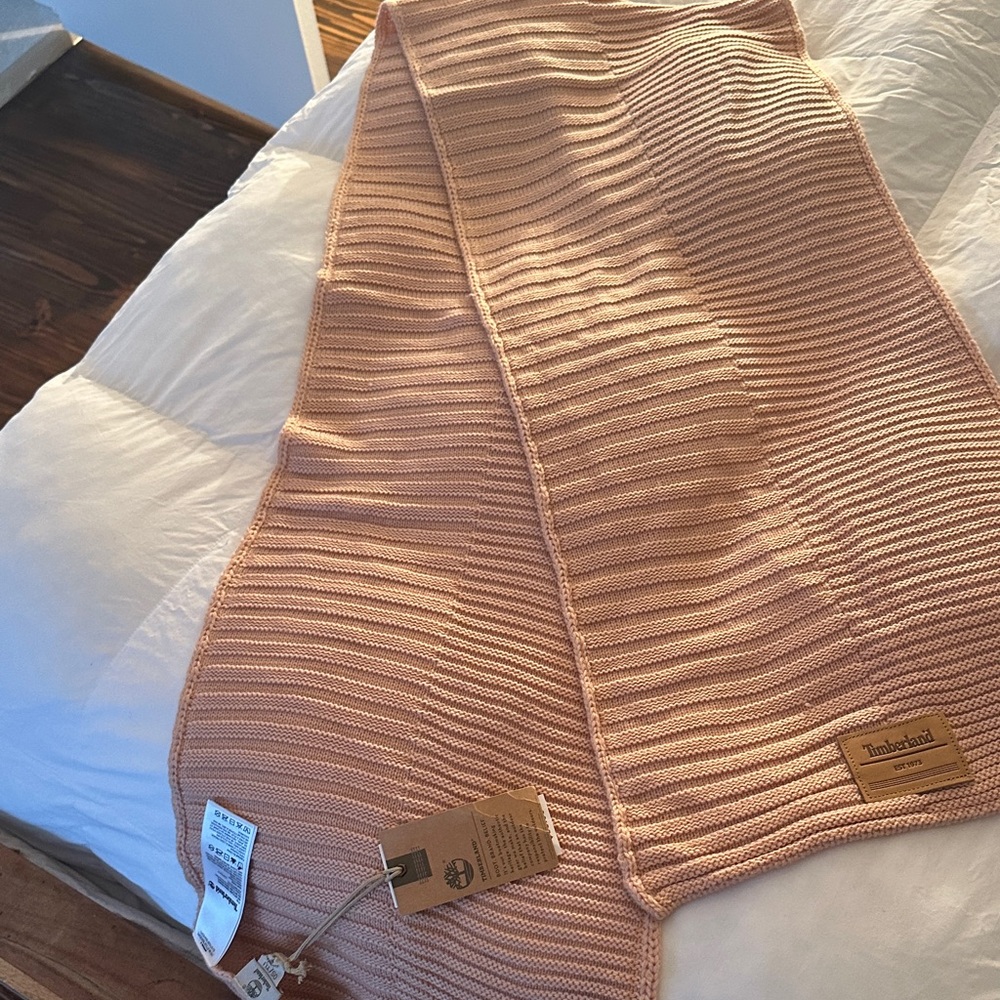 Timberland Blush Ribbed Knit Scarf